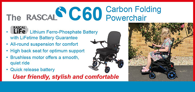 Just Launched! - Rascal C60 Carbon Folding Powerchair - ultimate portability